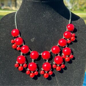 J. Crew Red Bubble Statement Necklace ❤️💋✨